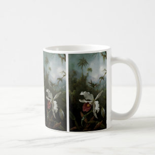 Caneca De Café Beija-flores e Orquídea Branca por Martin J. Heade