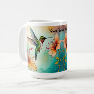 Caneca De Café Beija-flores Flores Personalizar