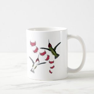 Caneca De Café Beija-flores Grunge Corações com Asas