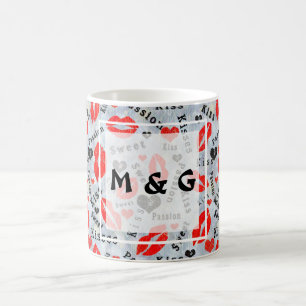 Caneca De Café Beija, lábios vermelhos.