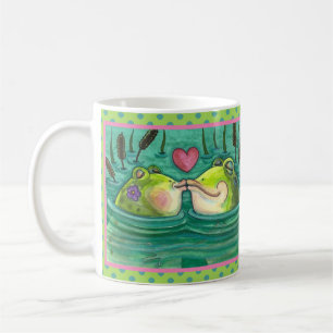 CANECA DE CAFÉ BEIJANDO SAPOS COLORIDO & LAGO ROMÂNTICO FOFOS, DI