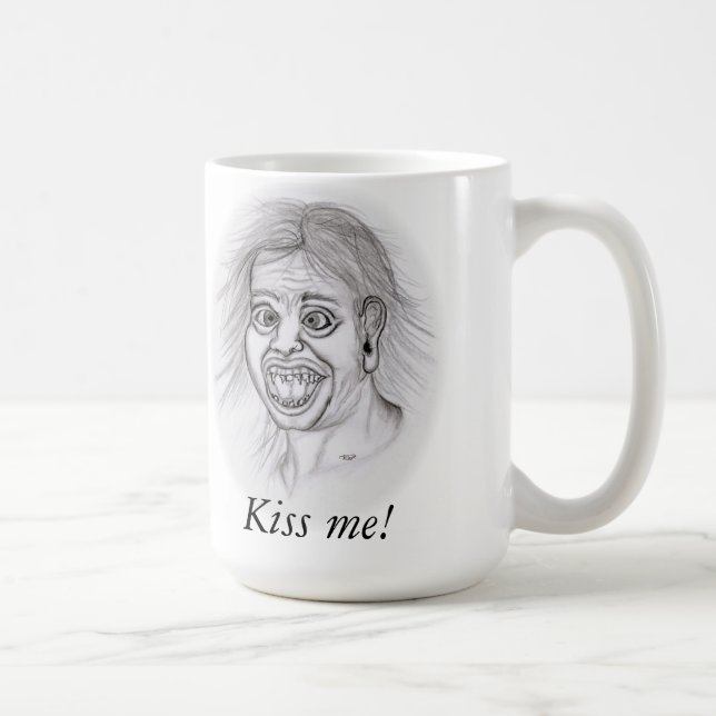 Caneca De Café Beije-me! - Bleistiftzeichnung (Direita)
