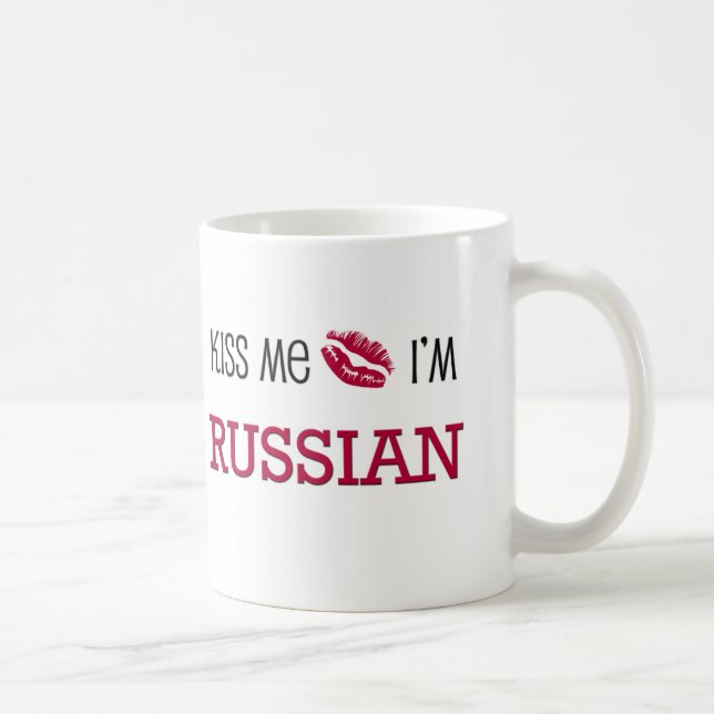Caneca De Café Beije-me que eu sou RUSSO (Direita)