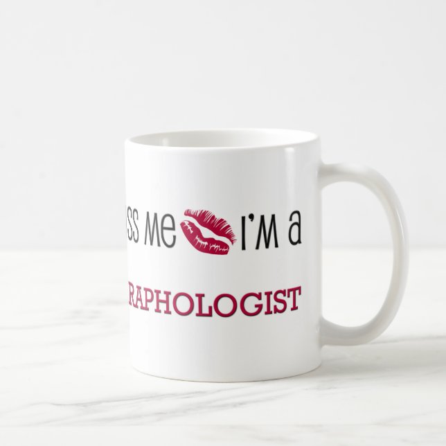 Caneca De Café Beije-me que eu sou um GRAFÓLOGO (Direita)