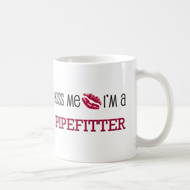 Caneca De Café Beije-me que eu sou um PIPEFITTER (Direita)