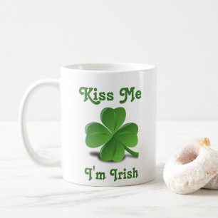 Caneca De Café "Beije-me Sou Irlandês" Rua Shamrock. Dia de Patri