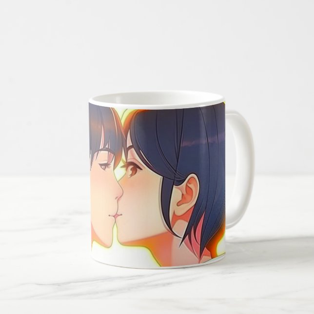 Caneca De Café Beijo de Anime | Novo Amor (Frente Esquerda)
