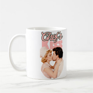 Caneca De Café Beijo de Chef Ilustração Retro   Dona de Casa Femi