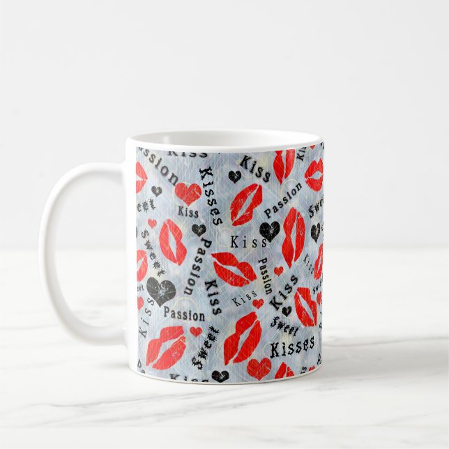 Caneca De Café Beijo, lábios vermelhos. (Esquerda)