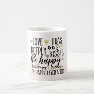 Caneca De Café Beijos de Amor Cor-de-rosa XOXO Abraços Coração Fe