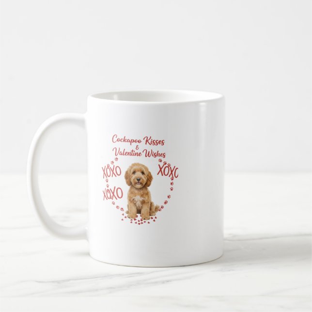 Caneca De Café Beijos de Cockapoo Desejos de Dia dos Namorados Am (Esquerda)