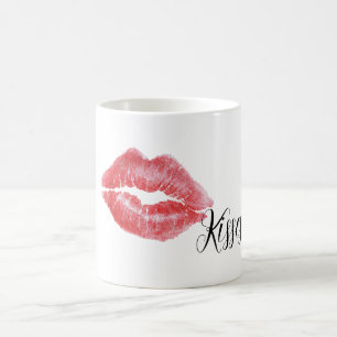 Caneca De Café Beijos de Lábios Vermelhos