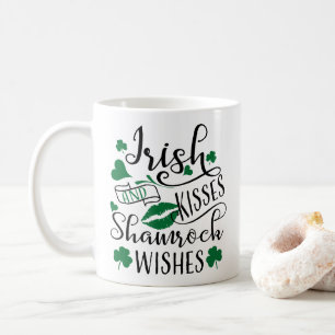 Caneca De Café Beijos do irlandês e desejos do trevo