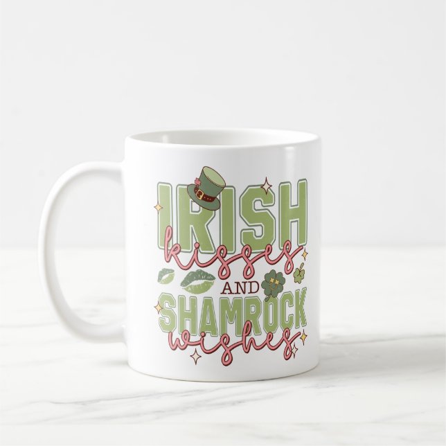 Caneca De Café Beijos Irlandeses E Desejos De Shamrock (Esquerda)