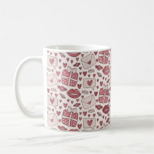 Caneca De Café Beijos Românticos Cor-de-Rosa Bonitos