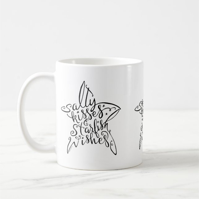 Caneca De Café Beijos salgados do design da praia e desejos da (Esquerda)