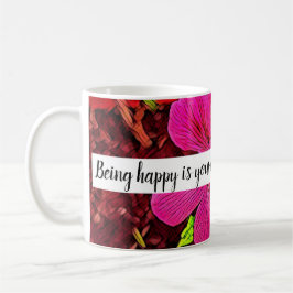 Caneca De Café Being happy is your choice blooming flower