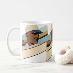 Caneca De Café Beisebol Esportivo Vintage Batedor, Arte Estilizad