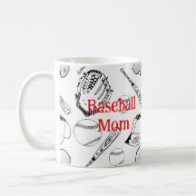 Beisebol Mãe Pattern Clássica Mug, 11 oz