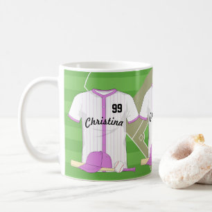 Caneca De Café Beisebol Personalizado Bonito rosa