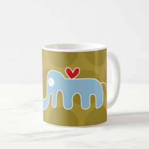 Caneca De Café Bela animação, elefante azul e pontos divertidos p