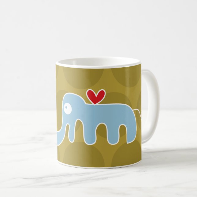 Caneca De Café Bela animação, elefante azul e pontos divertidos p (Frente Esquerda)