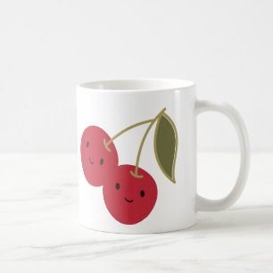 Caneca De Café Bela animação sorrindo em cerejas Kawaii