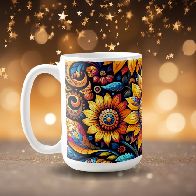 Caneca De Café Bela Arte Sunflower (Criador carregado)