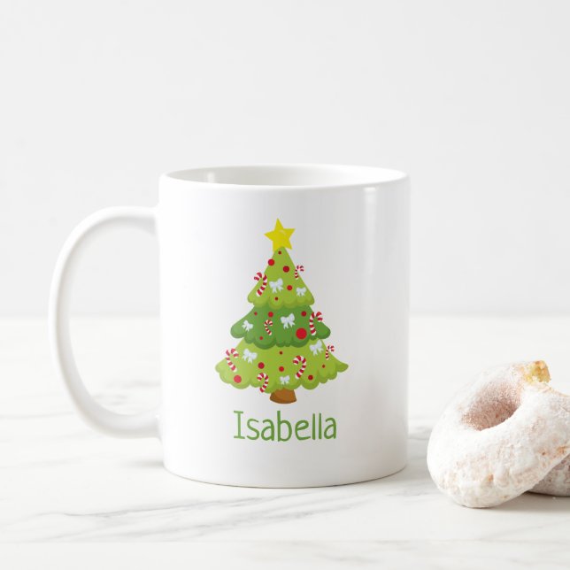 Caneca De Café Bela árvore de Natal Personalizada Mug de Natal (Com Donut)