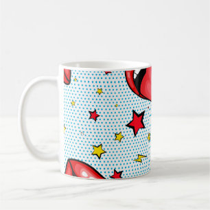 Caneca De Café Bela bolha de super fala de quadrinhos de padrão s