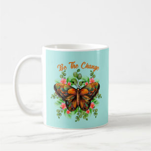 Caneca De Café Bela Borboleta Colorida da Natureza e Flor