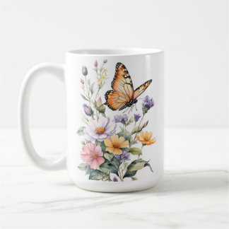 Caneca De Café Bela Borboleta Monarca Aquarela