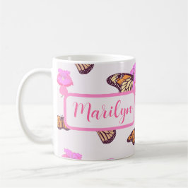 Caneca De Café Bela Borboleta Personalizada Floral