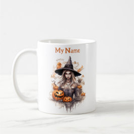 Caneca De Café Bela bruxa: Bruxa de Halloween Personalizada