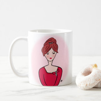 Caneca De Café Bela Cartoon Redhead Lady Retrait
