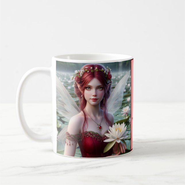 Caneca De Café Bela fada de julho em lírios-aquáticos (Esquerda)