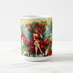 Caneca De Café Bela Fada De Natal Assentada