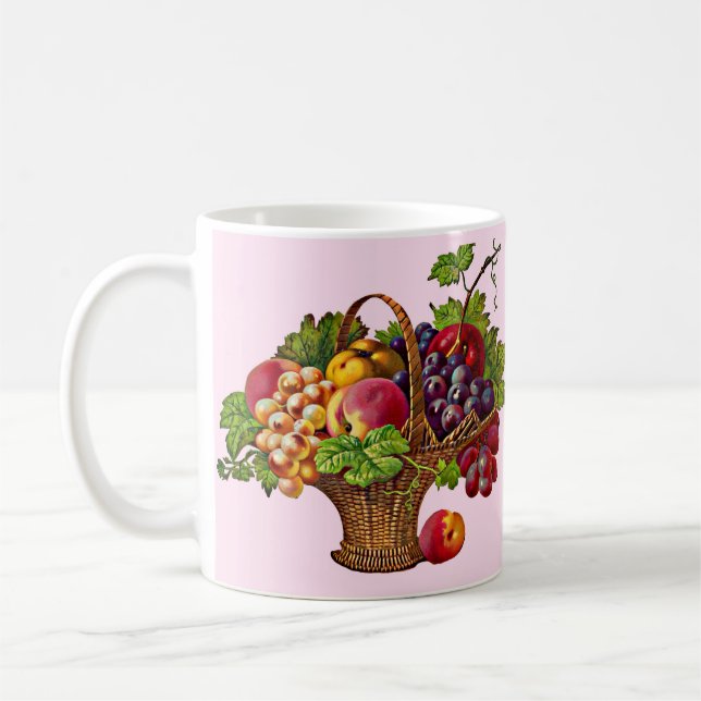 Caneca De Café bela impressão de cesta de fruta vitoriana (Esquerda)