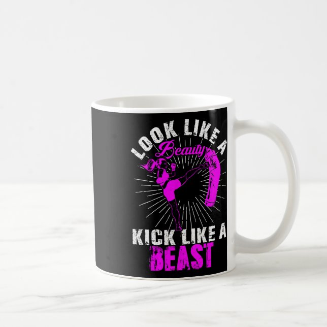 Caneca De Café Bela Kickboxing Fera Kickboxer Garota Lutadora Mar (Direita)