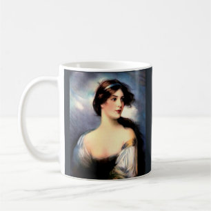 Caneca De Café bela mulher vitoriana soprada pelo vento
