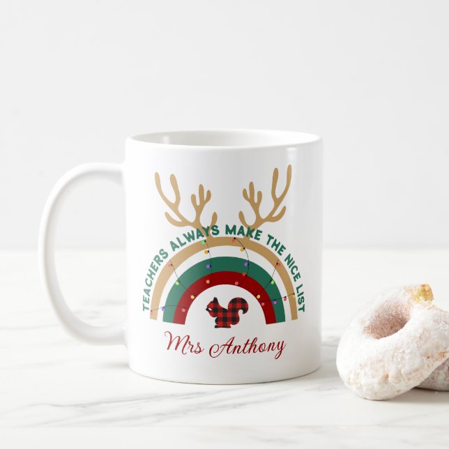 Caneca De Café Bela oferta de arco-íris de Natal (Com Donut)