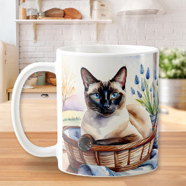Caneca De Café Bela Raça de Gato Siamês de Estimação Arte Felina 