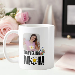 Caneca De Café Bela Viagem Mãe, Mala de Avião, Foto Personalizada