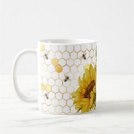 Caneca De Café Belas de mel amarelo girassol Douradas