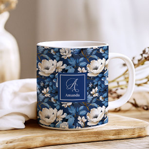 Caneca De Café Belas Flores da Marinha Café Floral Personalizado