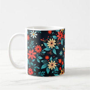 Caneca De Café Belas Flores Padrão Floral