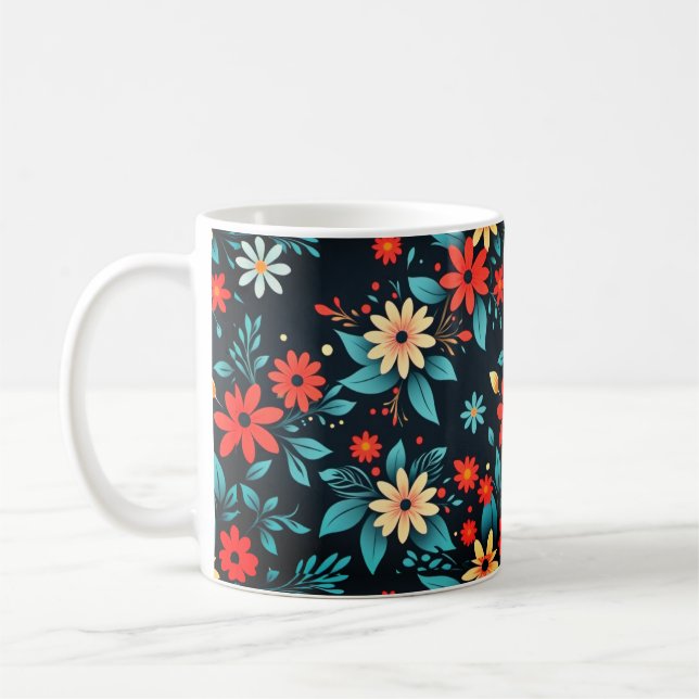 Caneca De Café Belas Flores Padrão Floral-48965 (Esquerda)