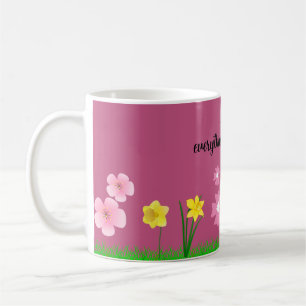Caneca De Café Belas Frases Florais Especiais Com Padrões.