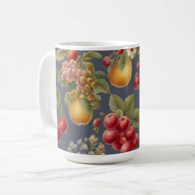 Caneca De Café Belas Frutas e Flores. Estilo francês (Frente Esquerda)