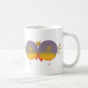 Caneca De Café Belas Pássaros De Amor Com Cartoons